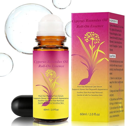 Natural Cyprus Cypress Rotundus Oil Roll-on for Hair Removal, Reduces Unwanted Hair Growth, Soothes Skin & Minimizes Pores for All Skin Type
